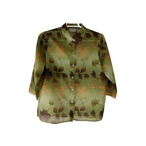 Alfred Dunner SZ 16 Women’s Light Weight Over Blouse Top Fall Floral 3/4 Sleeve